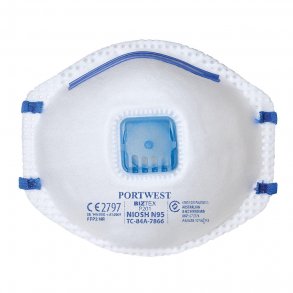 Engangsstvmaske, FFP2 med ventil, boks med 10 stk.